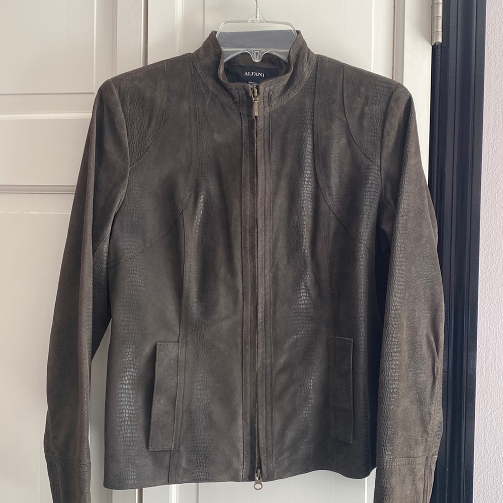 Alfani gray (can look green) leather/suede  Moto jacket/blazer.